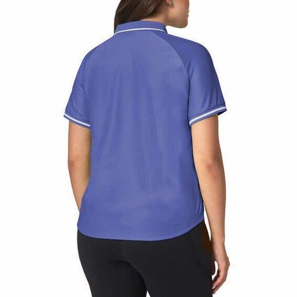 NWT Mondetta Ladies' Collared Zip Front Tee Blue Iris Size XXL - Picture 2 of 3